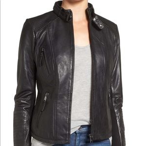 Bernardo Zip Front Leather Biker Jacket